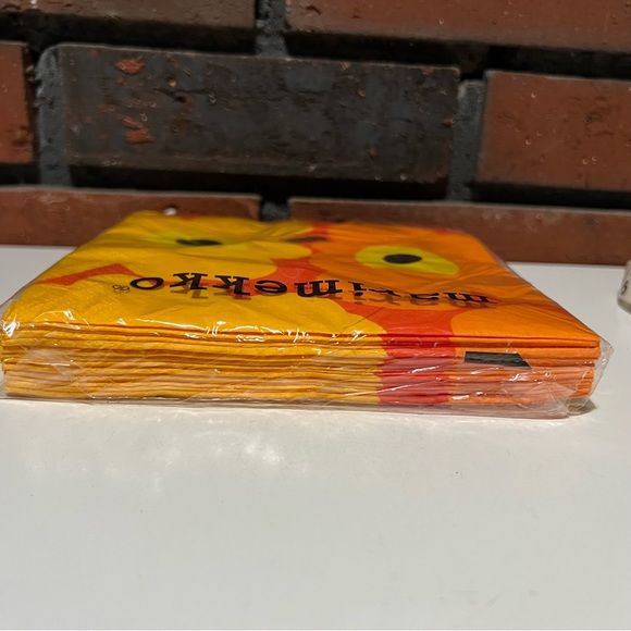Marimekko Unikko Orange, Yellow Poppy Paper Napkins New - Picture 2 of 7
